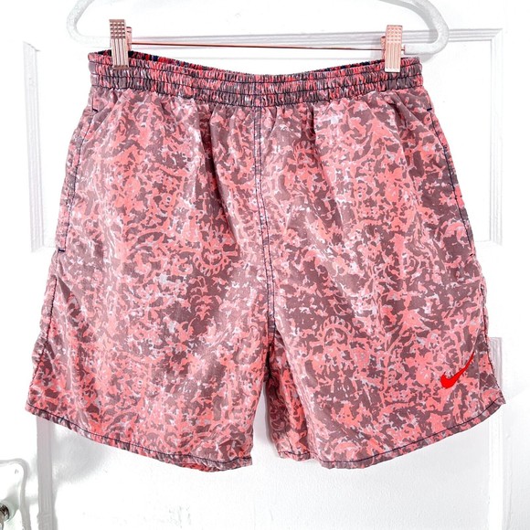 Nike Other - Nike Swim Trunks Men Medium Pink Camouflage Elastic Waist Mesh Lining Drawstring